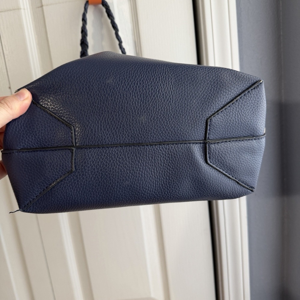 Imoshion Navy Blue Gold Reversible Double Handle Faux Leather Shoulder Bag - Picture 6 of 6